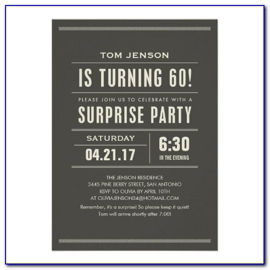 Surprise 60th Birthday Invitation Sayings