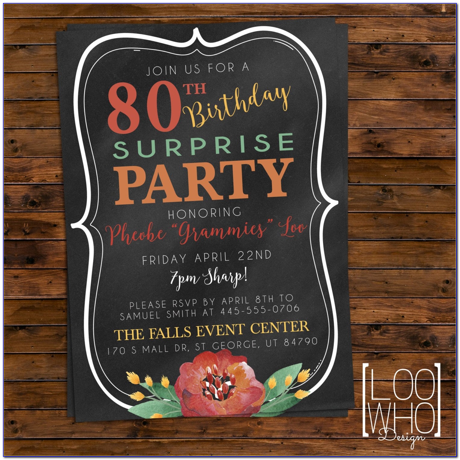 Surprise 80th Birthday Party Invitation Wording