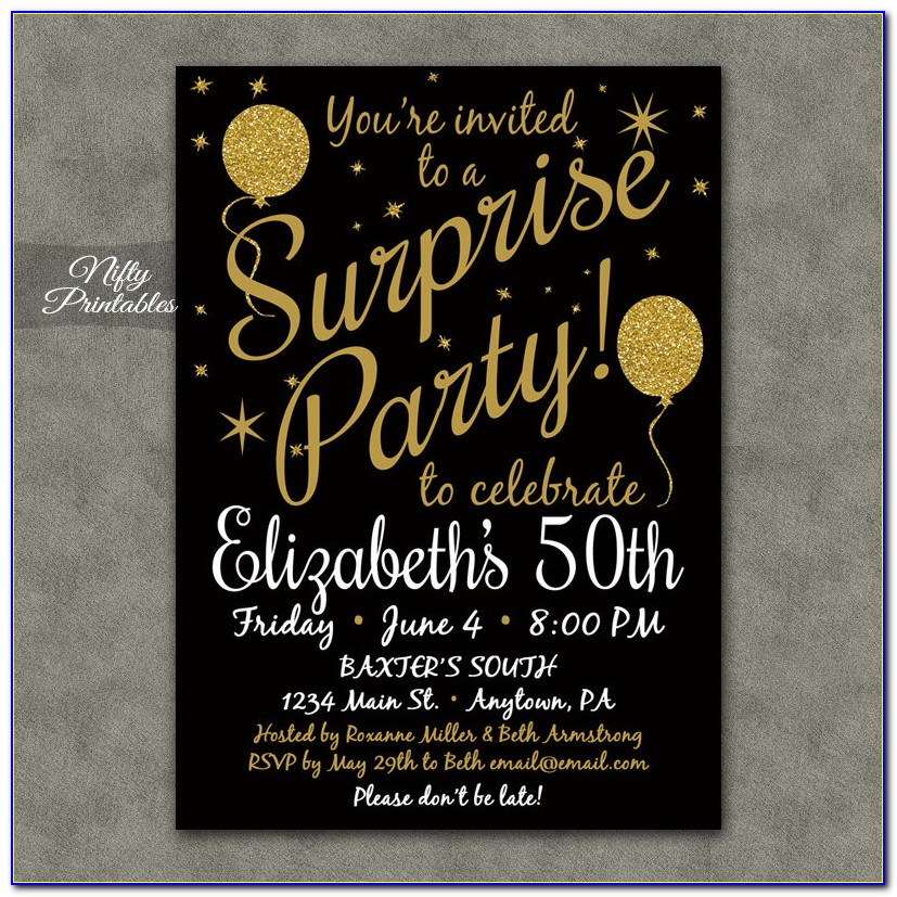 Surprise Birthday Invitations Free