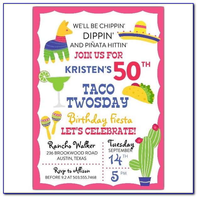 Taco Twosday Birthday Party Invitations