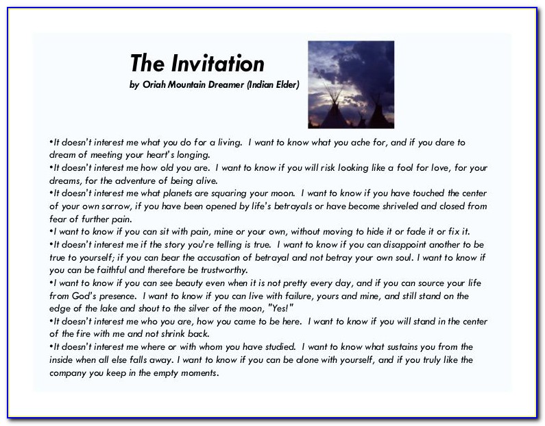 The Invitation By Oriah Mountain Dreamer Meaning