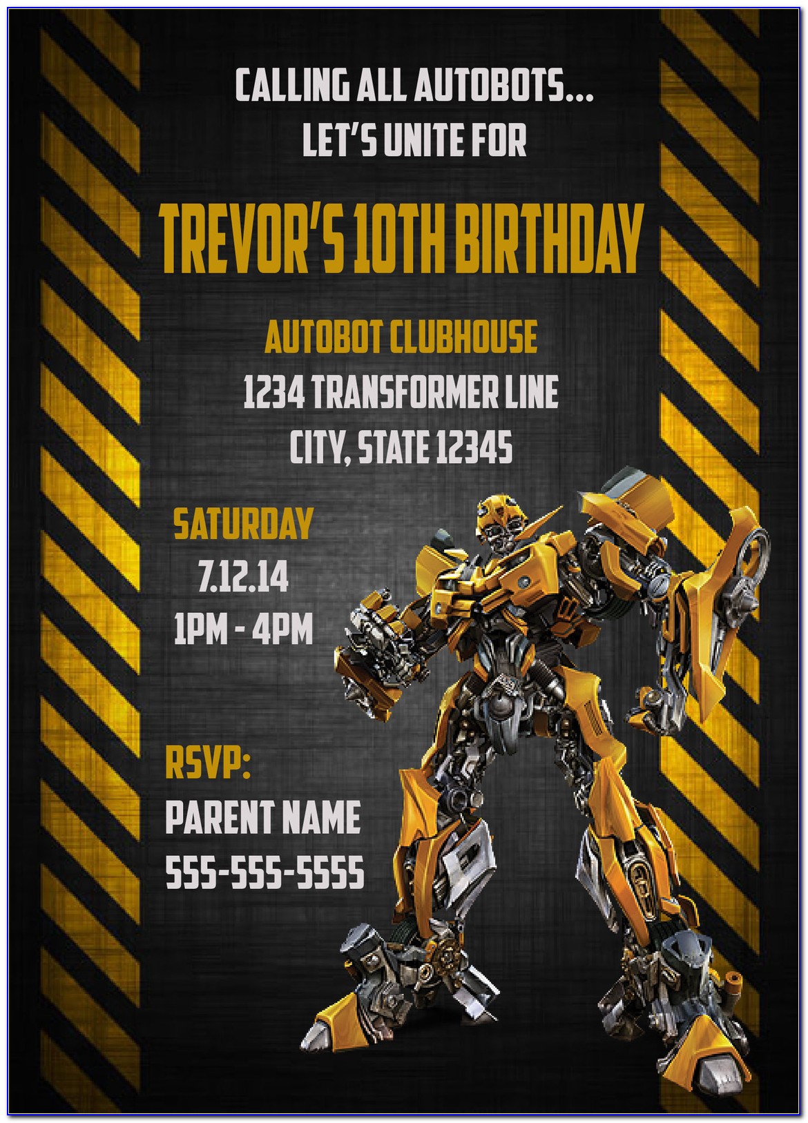 Transformer Birthday Invitations Nz