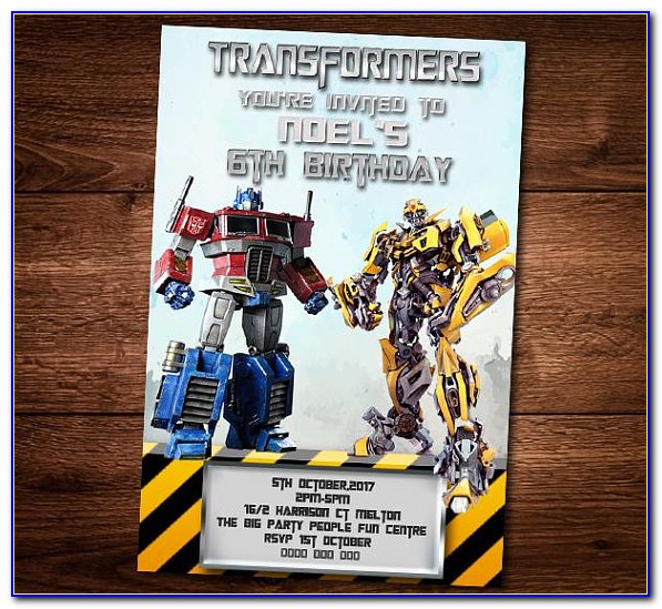 Transformers Birthday Party Invitation Cards