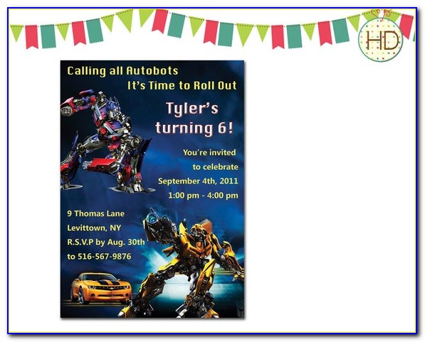 Transformers Birthday Party Invitations