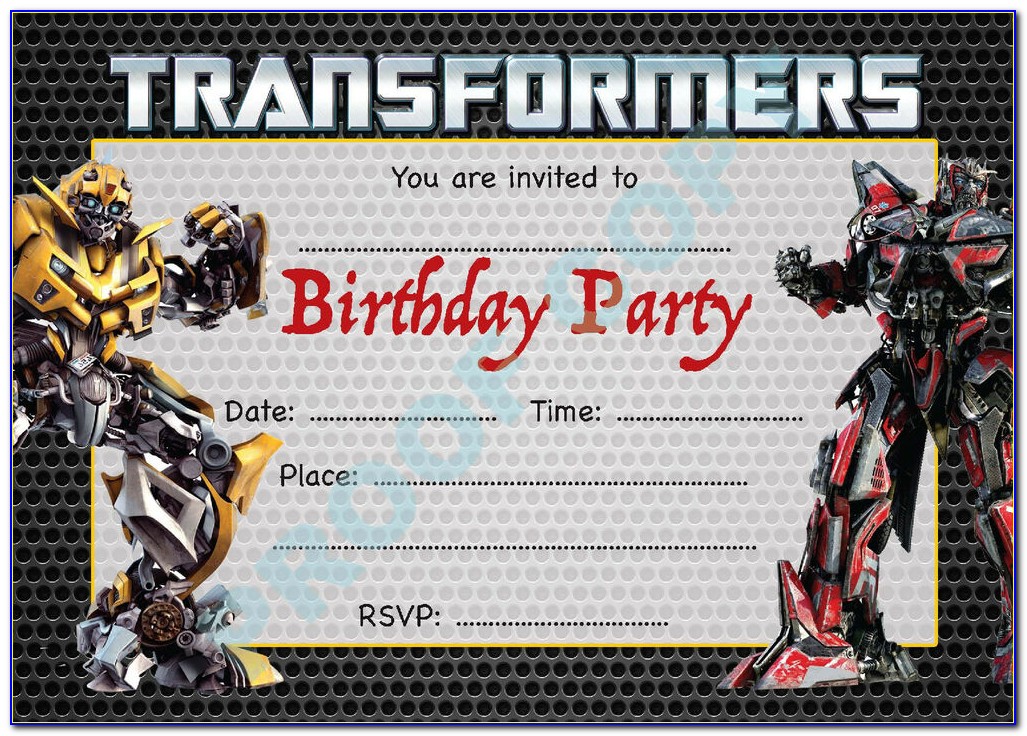 Transformers Bumblebee Birthday Invitations