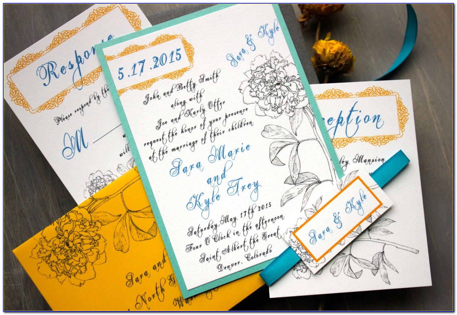 Tri Fold Invitation With Perforated Rsvp