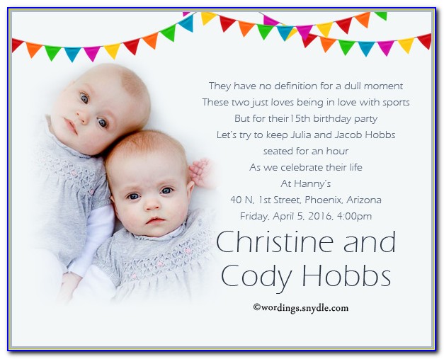 Twin Baby Birthday Invitation
