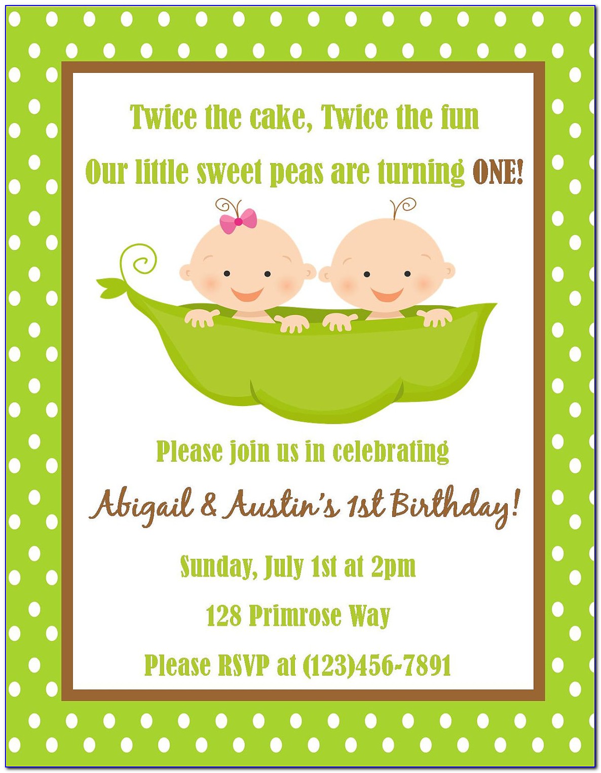 Twin Boy Birthday Invitations
