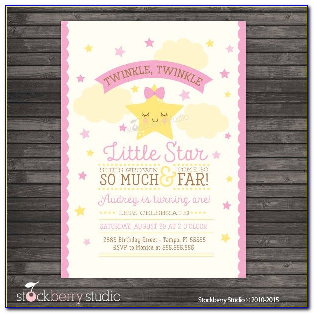 Twinkle Twinkle Little Star First Birthday Invitations