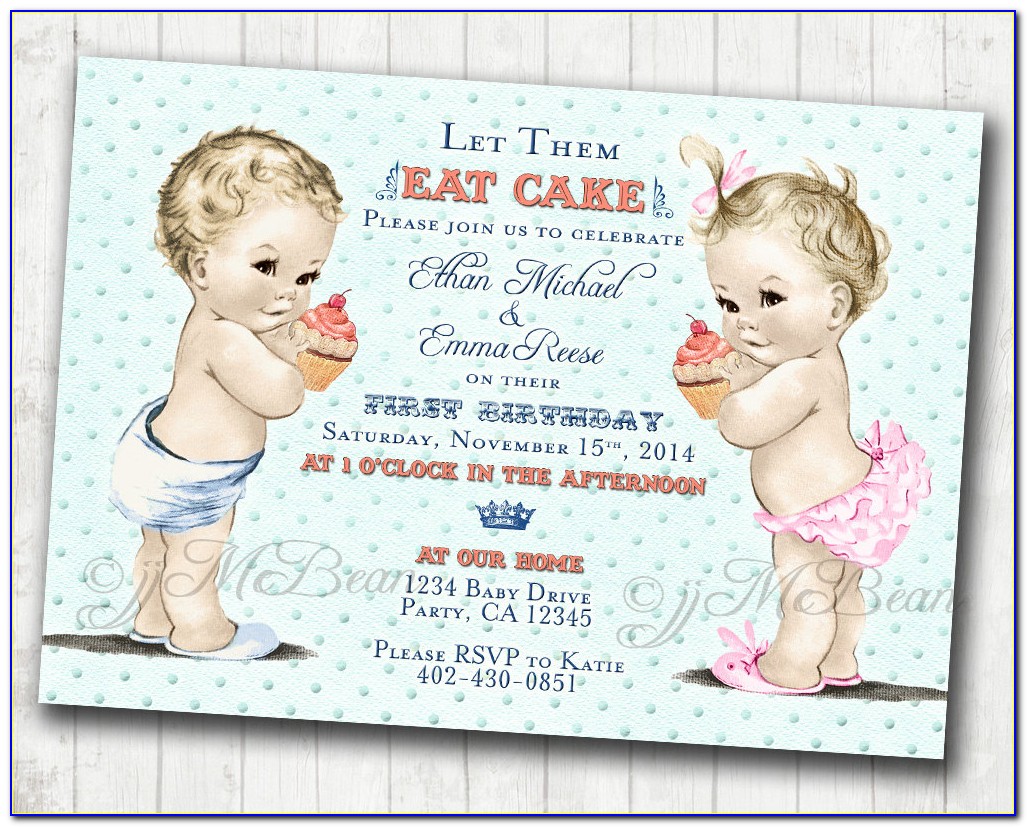 Twins First Birthday Invitation Message
