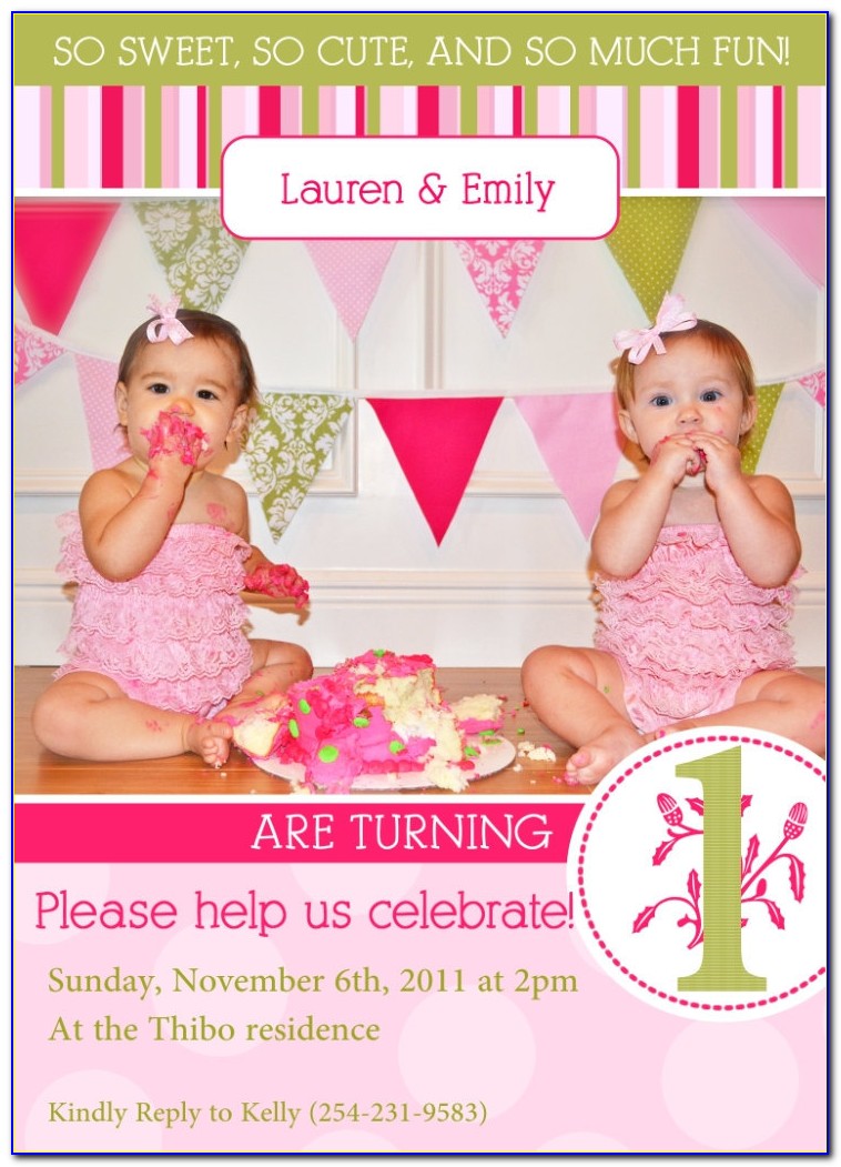 Twins First Birthday Invitation Wording