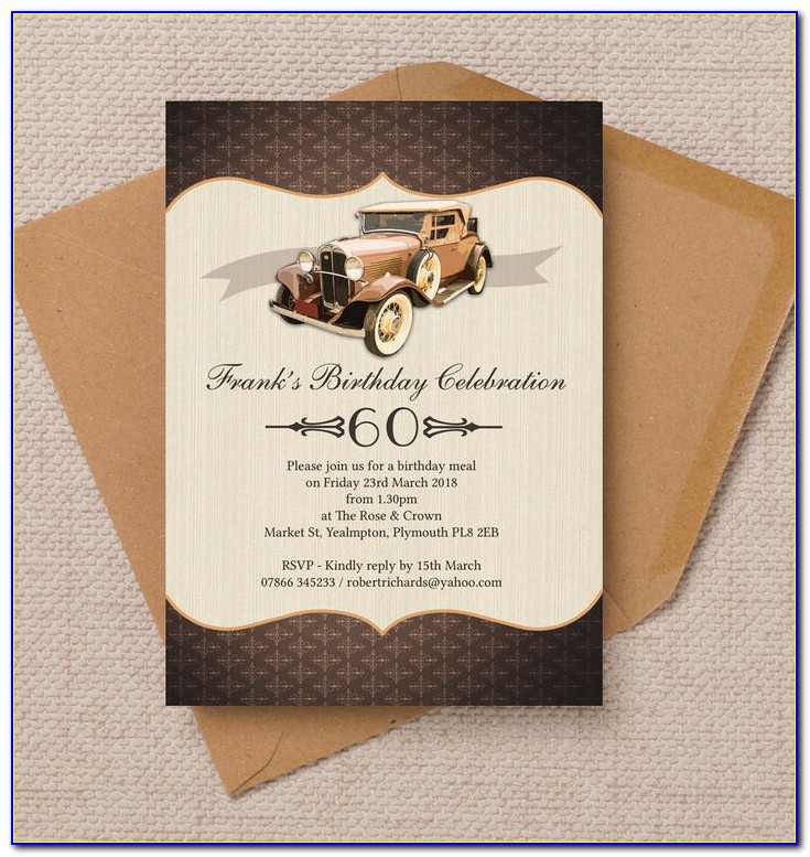 Vintage Car Birthday Invitations