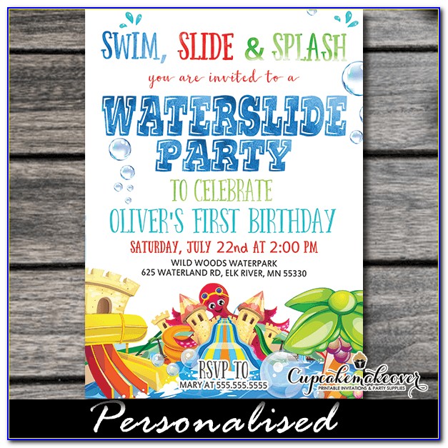Water Slide Birthday Invitations