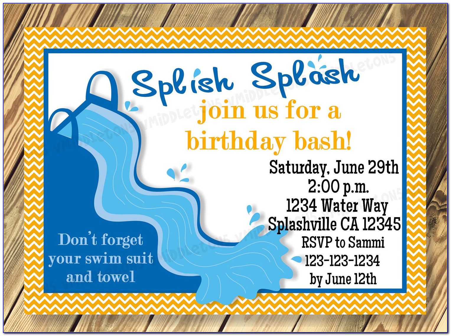 Water Slide Party Invitations Free