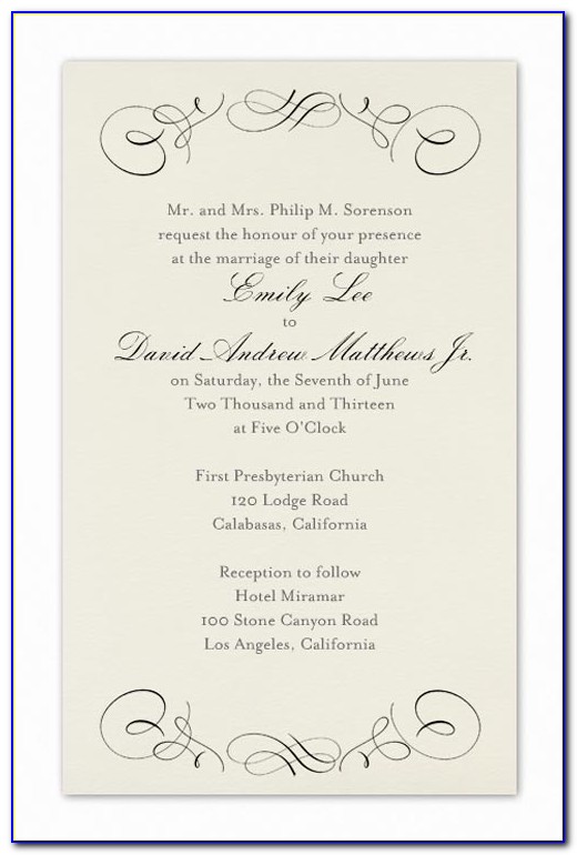 Wedding Invitation Wording Examples