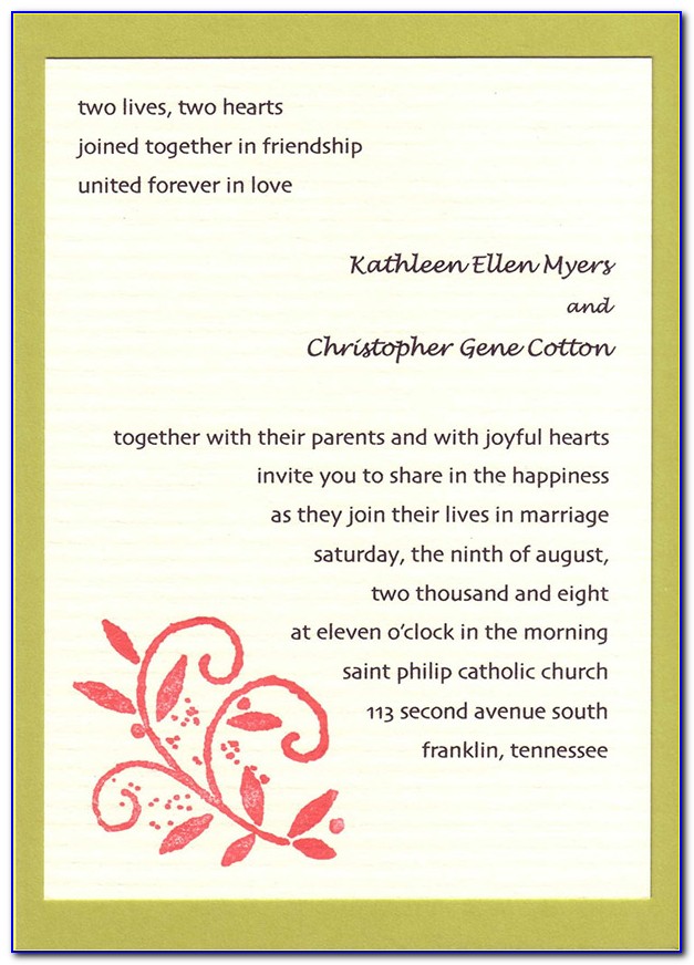 Wedding Invitation Wording In English