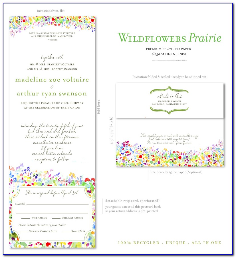 Wedding Invitations With Attached Postcard Rsvp