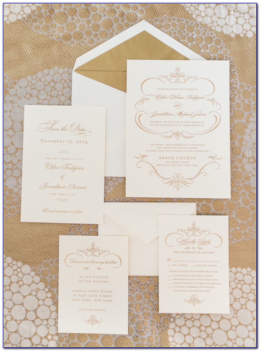White And Gold Wedding Cards