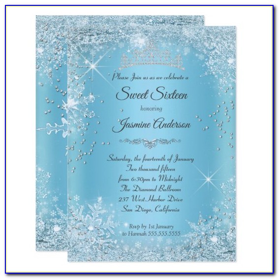 Winter Wonderland Themed Sweet 16 Invitations