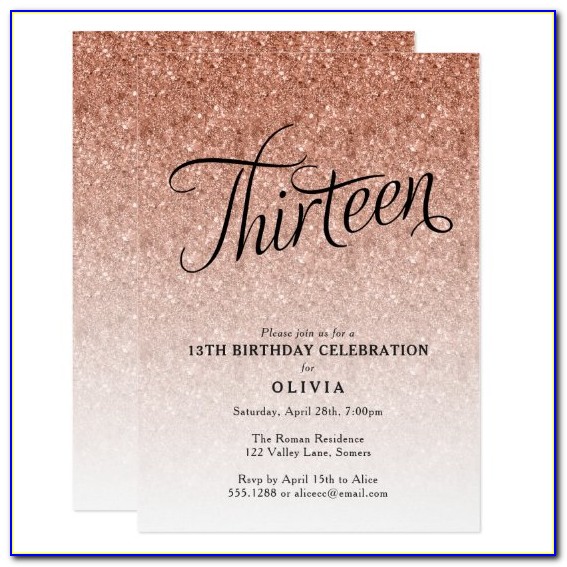 13th Birthday Invitation Card