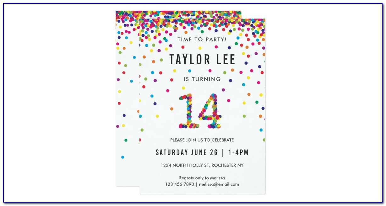 14 Year Old Birthday Party Invitations