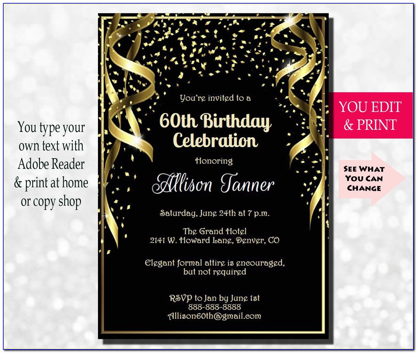 60th Birthday Invitations Female