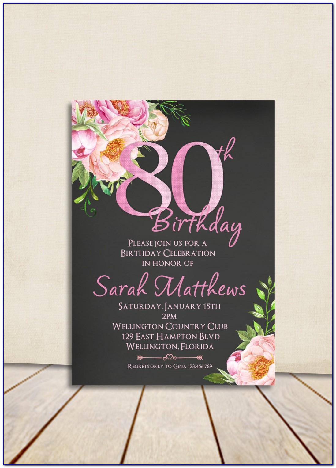 80th Birthday Invitation Sample