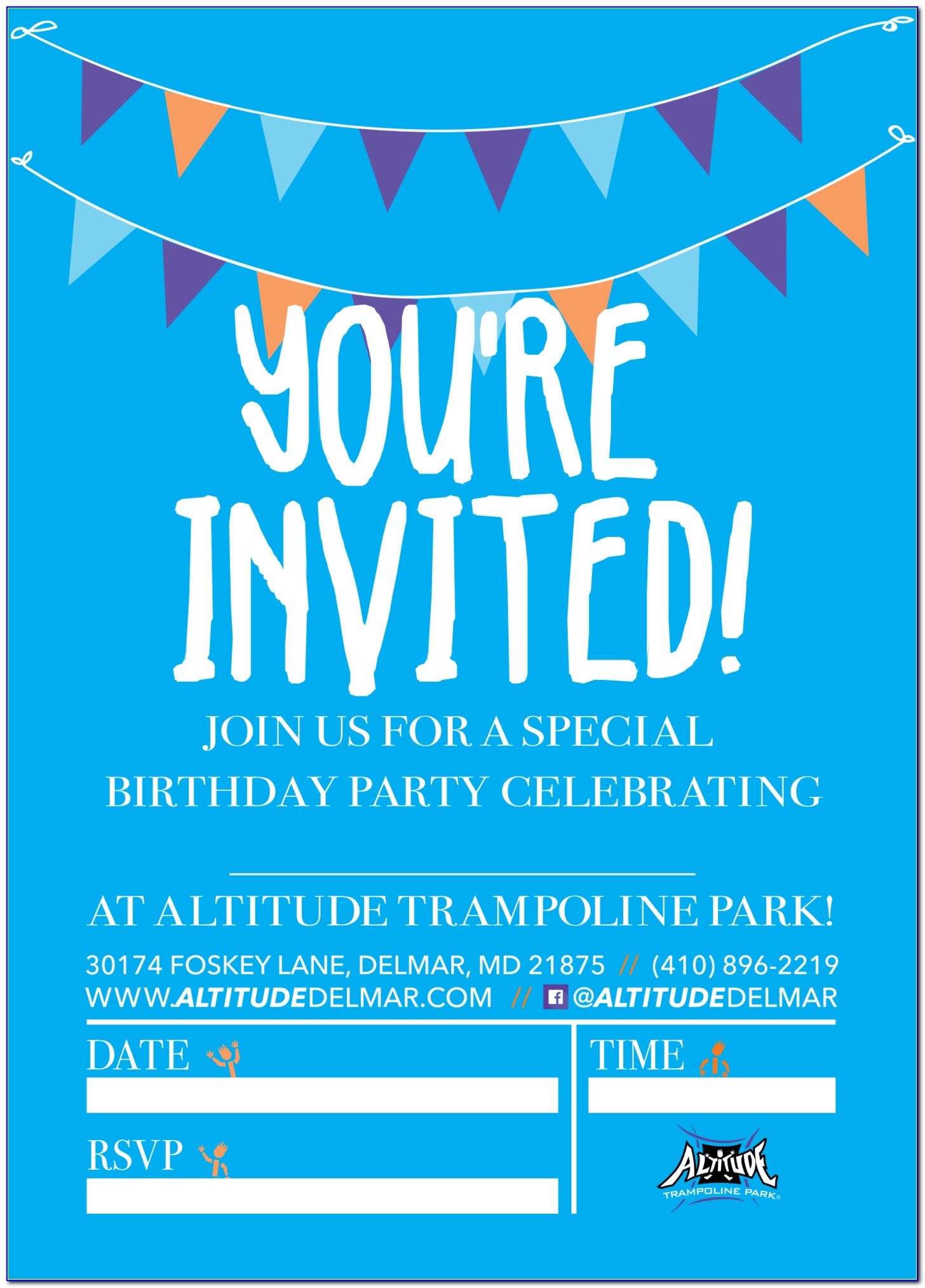 Altitude Trampoline Park Birthday Invitations
