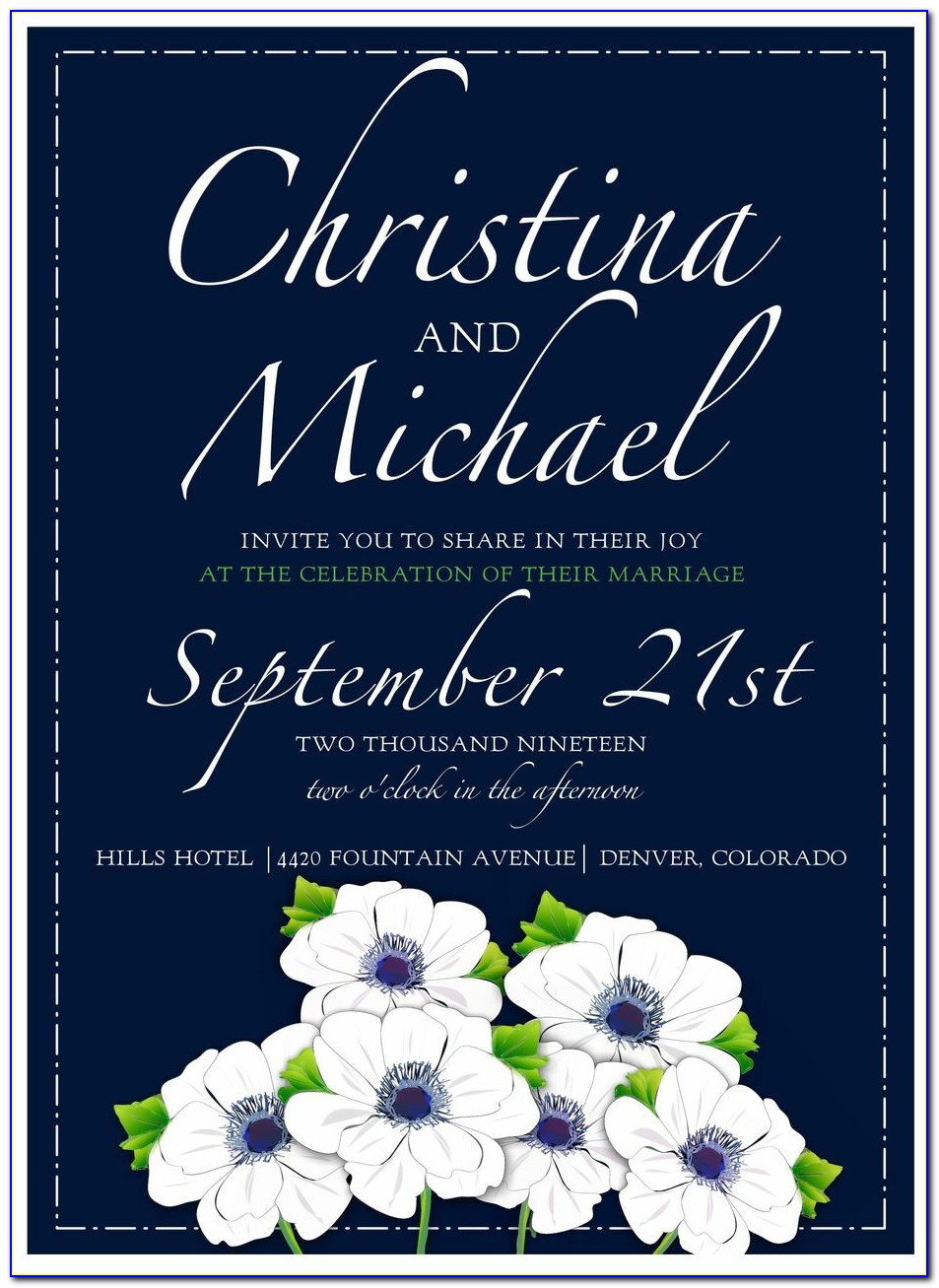 Anemone Flower Wedding Invitation