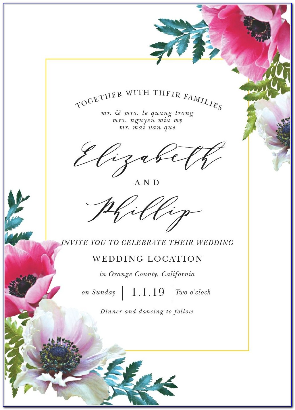Anemone Wedding Invitation