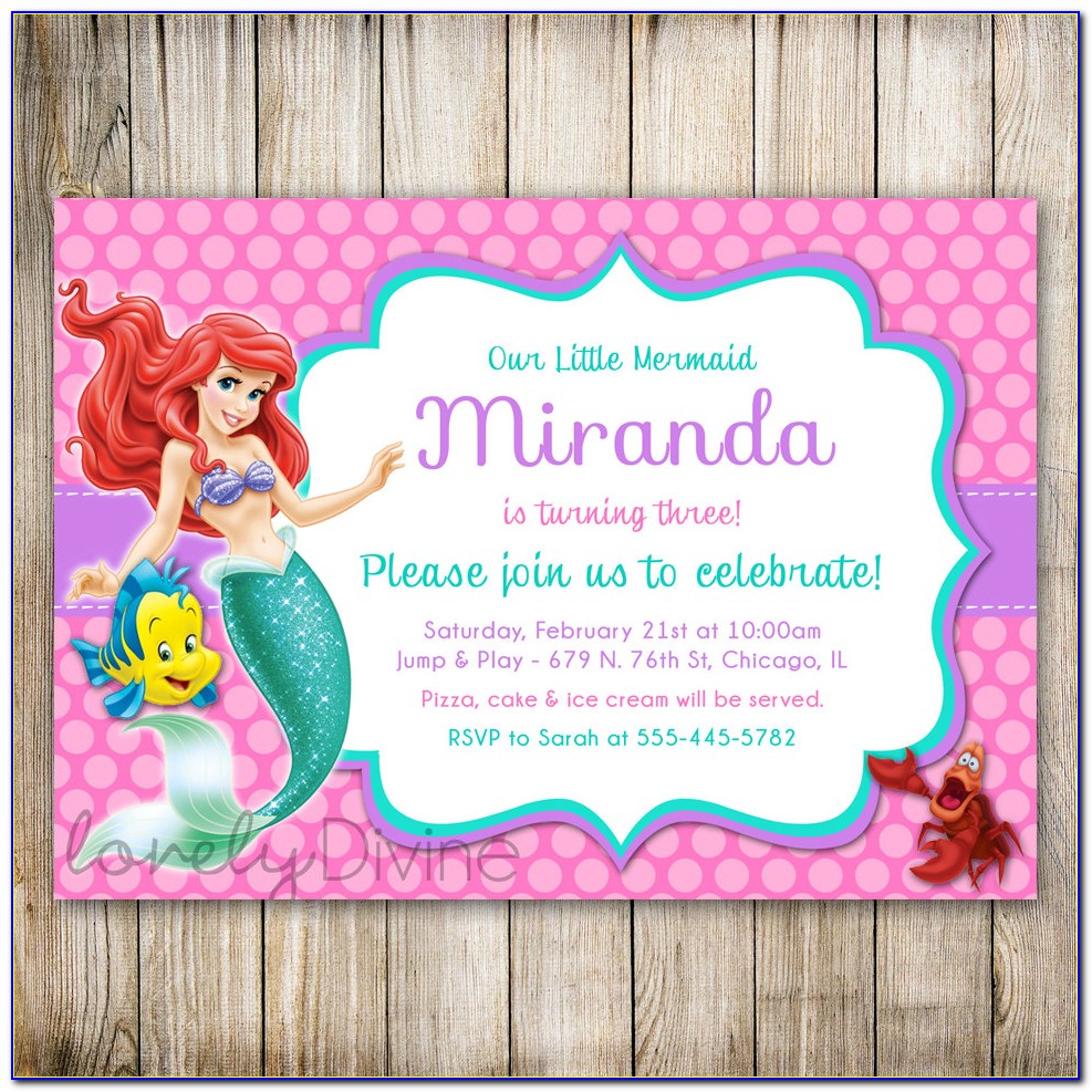 Ariel Birthday Invitations Printable
