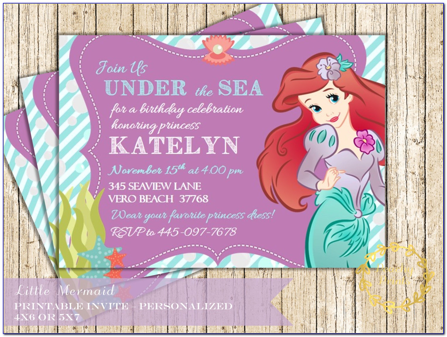 Ariel Printable Invitations