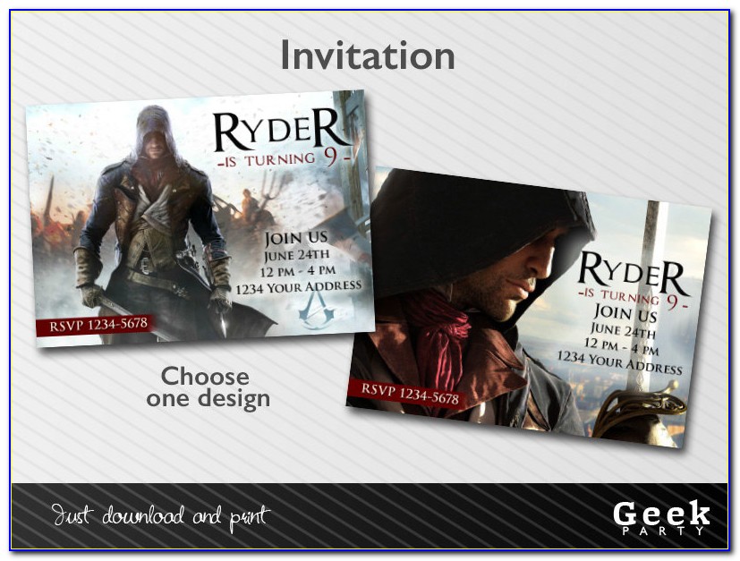 Assassin's Creed Birthday Invitations