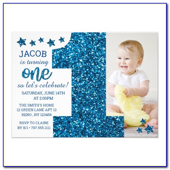 Baby Blue First Birthday Invitations