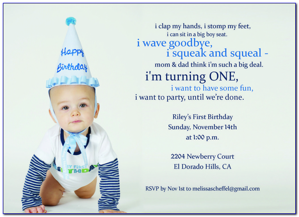 Baby Boy 1st Birthday Invitation Card
