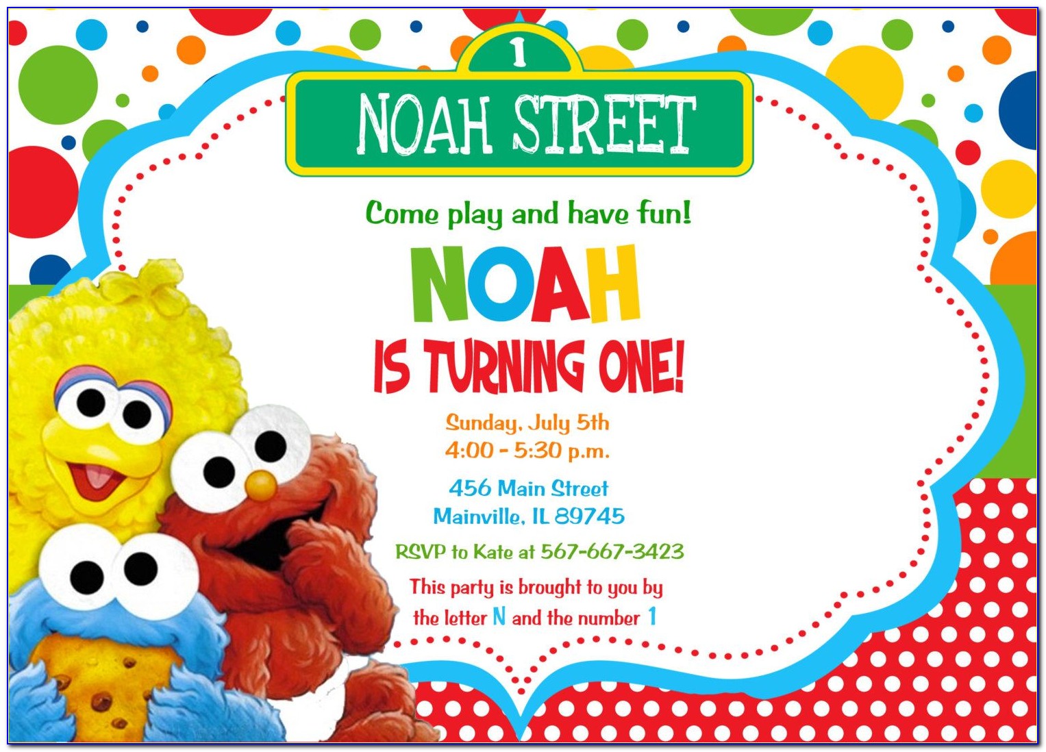 Baby Elmo 1st Birthday Invitations