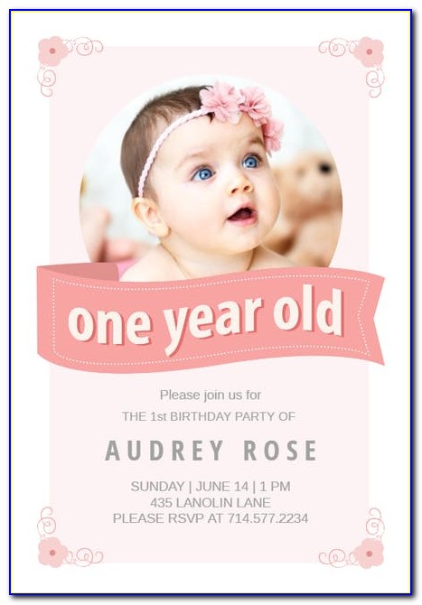 Baby Girl Birthday Invitation Card Download