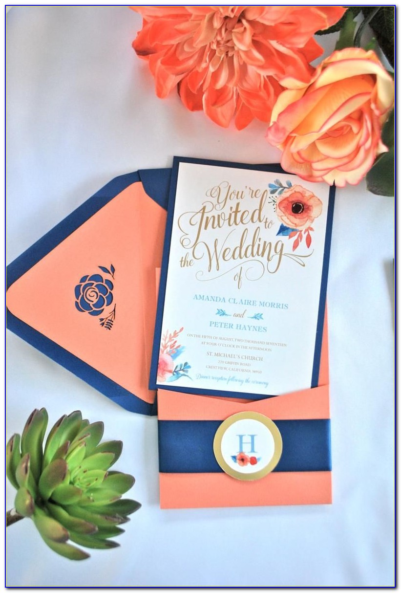 Blue Ribbon Wedding Invitations