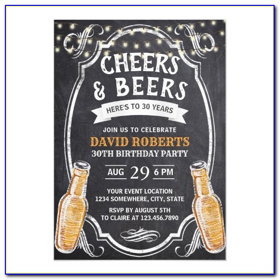 Cheers And Beers Invitation Chalkboard