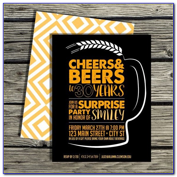 Cheers And Beers To 30 Years Invitations