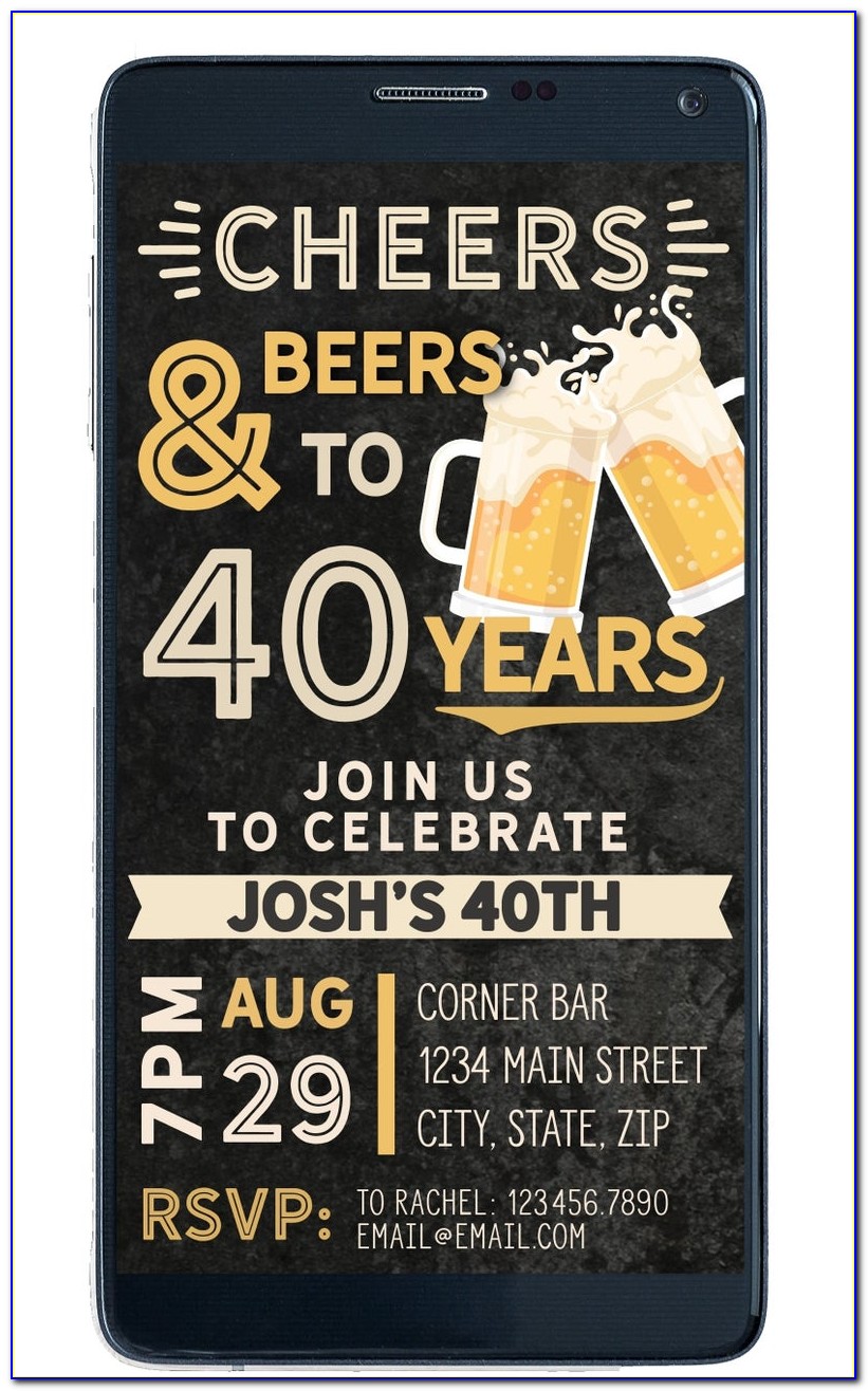 Cheers And Beers To 40 Years Invitations