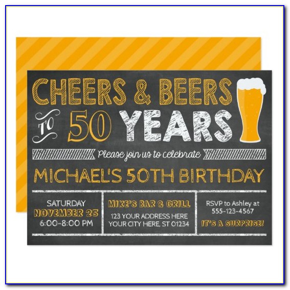 Cheers And Beers To 50 Years Invitations
