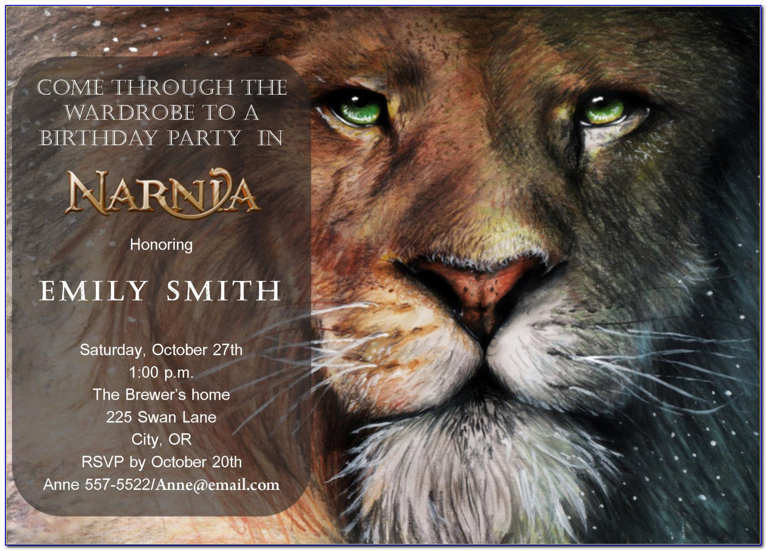 Chronicles Of Narnia Birthday Invitations
