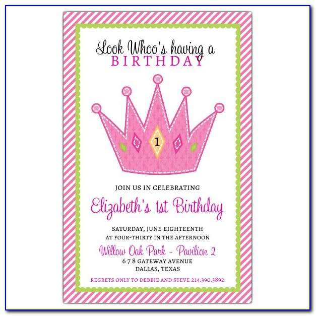 Crown 1st Birthday Party Invitations