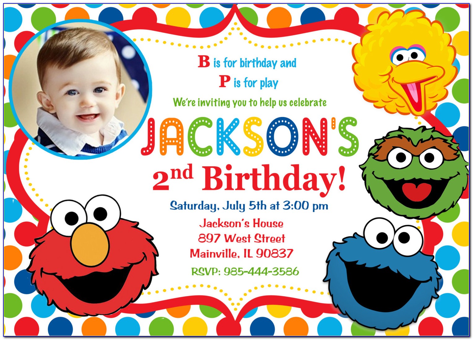 Custom Sesame Street Birthday Invitations