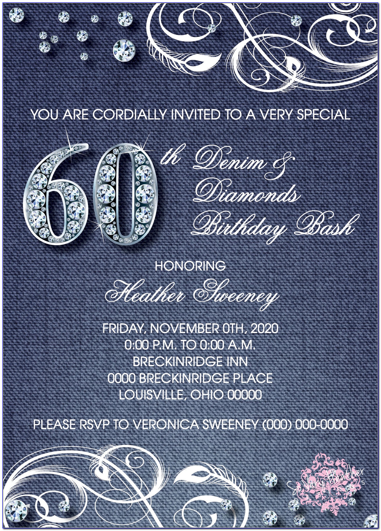 Diamond Themed Birthday Invitations