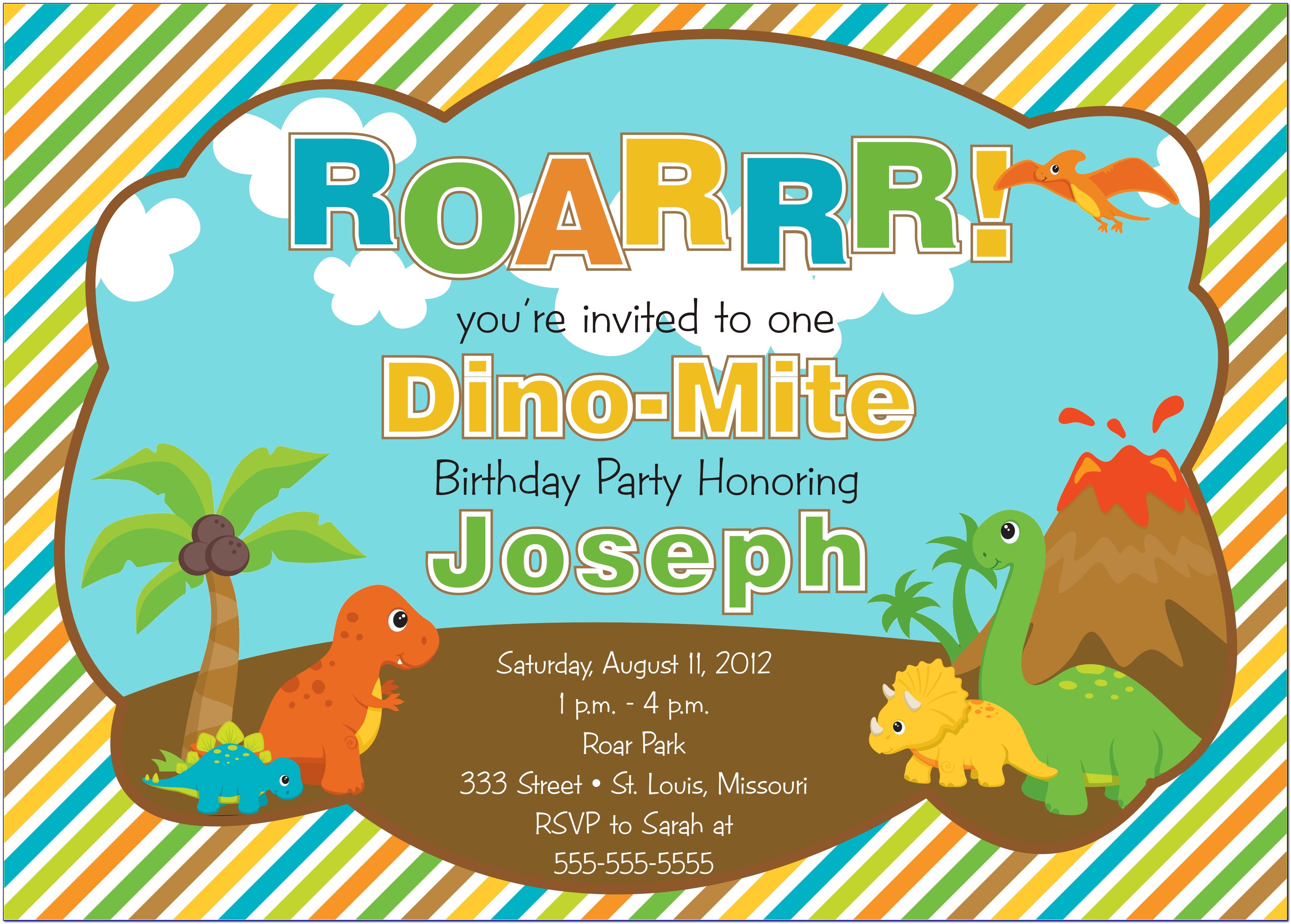 Dinosaur Birthday Party Invitations Printable