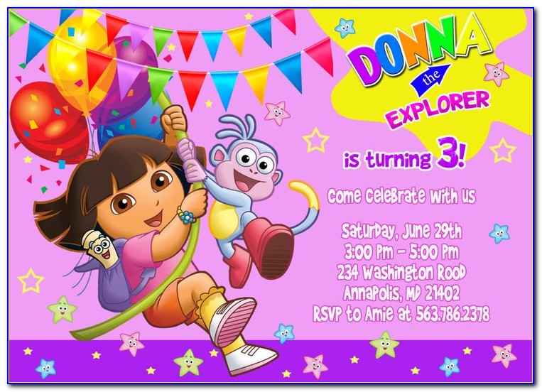 Dora The Explorer Printable Birthday Invitations