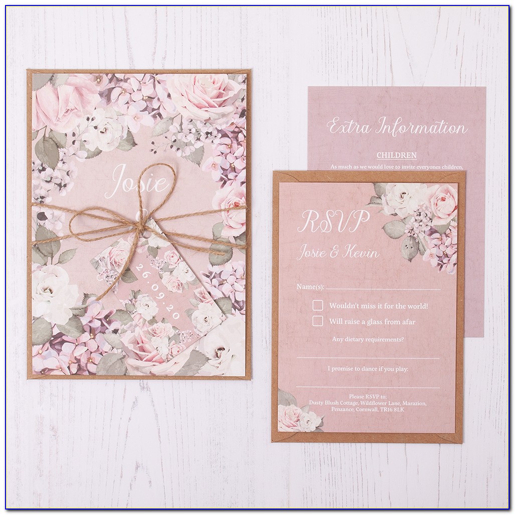 Dusty Rose And Blue Wedding Invitations
