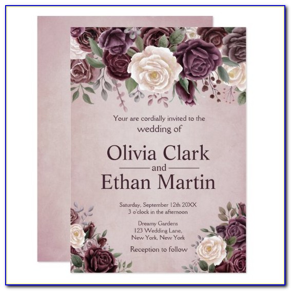 Dusty Rose And Gray Wedding Invitations